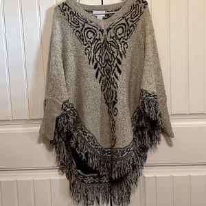 Gray and Black Patterned Poncho